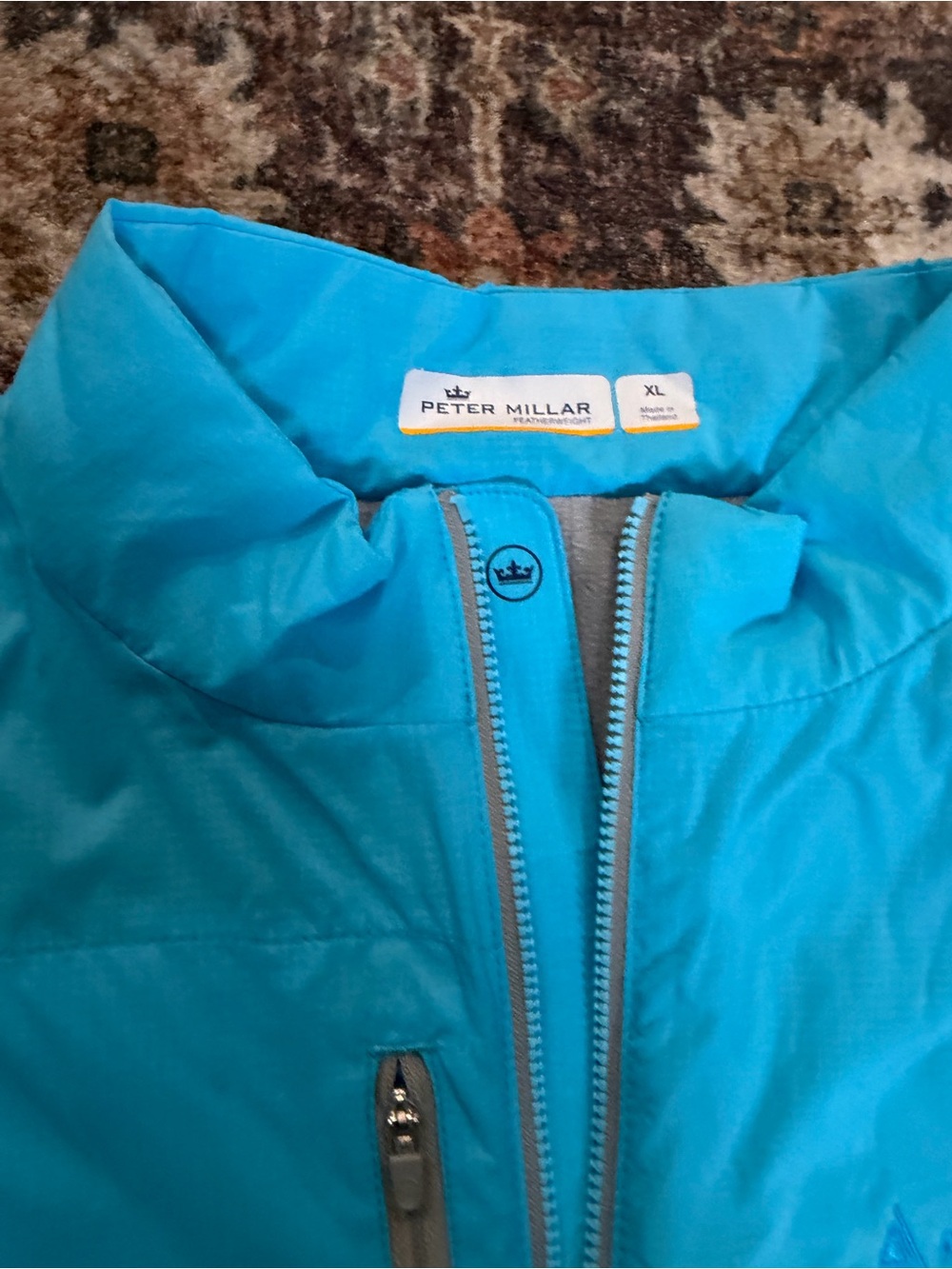 Peter Millar Men's Blue Full Zip Vest Stand-Up Collar Regular Fit Size XL Logo